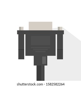 DVI cable vector isolated. Connection with computer. Electric equipment, connector to monitor. Hardware adapter.