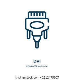Dvi-Symbol. Lineare Vektorgrafik von Computer und Datenerhebung. Umriss dvi Symbol Vektor. Dünnliniensymbol für Web- und mobile Apps, Logo, Printmedien.