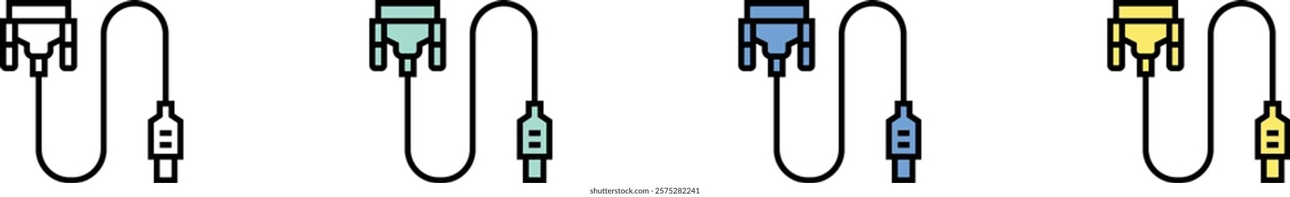 dvi icon. Outline, Green, Blue and Yellow Style Design Isolated On White Background