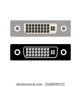 DVI port black and white flat vector icon and symbol design