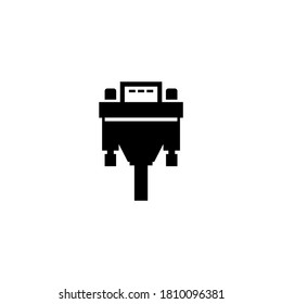 DVI or VGA Cable, Video Plug Connector. Flat Vector Icon illustration. Simple black symbol on white background. DVI or VGA Cable, Video Plug Adapter sign design template for web and mobile UI element