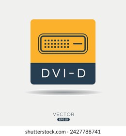 Icono de puerto DVI-D, signo de vector.