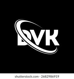Logotipo de DVK. Carta DVK. Diseño del logotipo de la letra DVK. Logotipo DVK inicial vinculado con el círculo y el logotipo del monograma en mayúsculas. Tipografía DVK para tecnología, negocio y marca inmobiliaria.