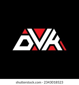 DVK triangle letter logo design with triangle shape. DVK triangle logo design monogram. DVK triangle vector logo template with red color. DVK triangular logo Simple, Elegant, and Luxurious design.