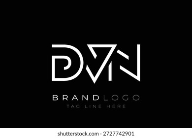 Diseño de logotipo de carta abstracta DVN. Diseño moderno del logotipo del negocio con tipografía Abstractas y estilo contemporáneo