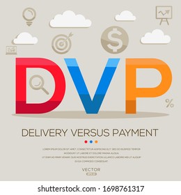  dvp media (entrega contra pago), letras e iconos,Ilustración vectorial.