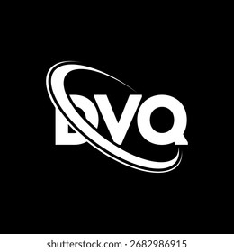 Logotipo de DVQ. Carta de DVQ. Diseño del logotipo de la letra de DVQ. Logotipo de DVQ inicial vinculado con el círculo y el logotipo del monograma en mayúsculas. Tipografía DVQ para tecnología, negocio y marca inmobiliaria.