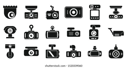 DVR camera icons set. Simple set of DVR camera vector icons for web design on white background