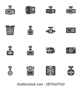 DVR camera vector icons set, modern solid symbol collection, filled style pictogram pack. Signs, logo illustration. Set includes icons as dvr system, car security camera