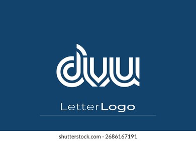 Diseño de logotipo de letra moderno único creativo de DVU. Diseño elegante del logotipo del monograma con los Elementos decorativos y la tipografía