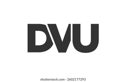 DVU logo design template with strong and modern bold text. Initial based vector logotype featuring simple and minimal typography. Trendy company identity ideal for businesses brand presence.