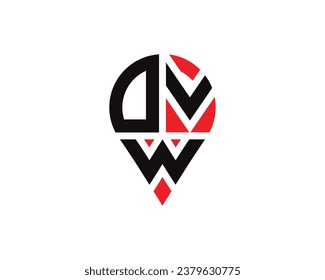 DVW letter location shape logo design. DVW letter location logo simple design.