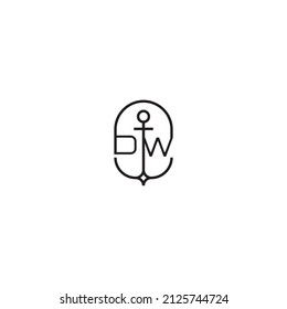 DW creative letter logo design in anchor concept with high quality professional design that will print well across any print media