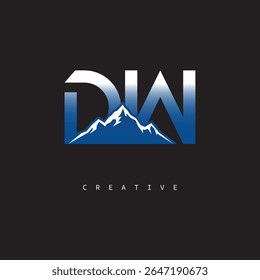 DW Creative Mountain Logo Bold Gradient Letter mark Branding Design for Business Outdoor Brands