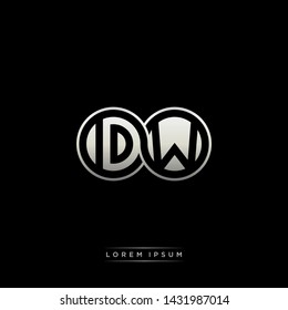 DW D W initial letter linked circle capital monogram logo modern template silver color edition