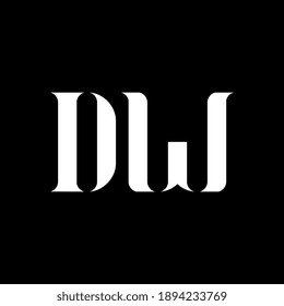 Letra blanca DW. Plantilla de logotipo de carta simple y creativa.