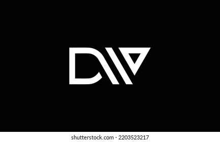 DW, D W letter logo design. Initial letter DW logo on black background.