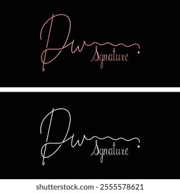 Dw Handwriting signature logo. Dw Hand drawn Calligraphy lettering Vector. Dw letter real estate, 
beauty, photography letter logo design.