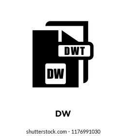 DW icon vector isolated on white background, logo concept of DW sign on transparent background, filled black symbol