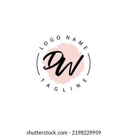 DW Initial handwriting with circle brush watercolor
