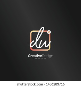 DW initial handwriting with color logo icon template vector.