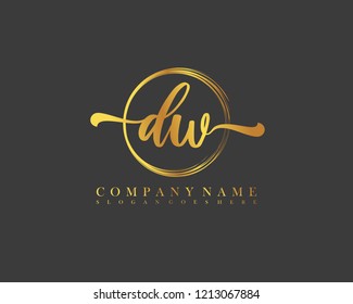 DW initial handwriting logo circle template vector