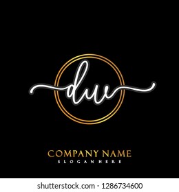DW Initial Handwriting logo template vector
