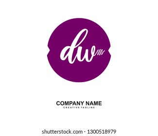 DW Initial Handwriting Logo Template Vector
