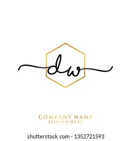 DW Initial handwriting logo template