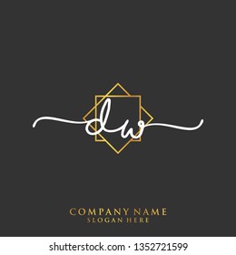 DW Initial handwriting logo template