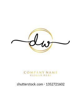 DW Initial handwriting logo template