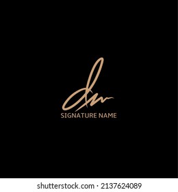 DW Initial letter handwriting and signature logo