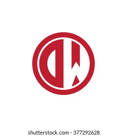 DW initial letters circle business logo red