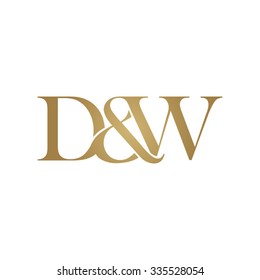 D&W Initial logo. Ampersand monogram golden logo
