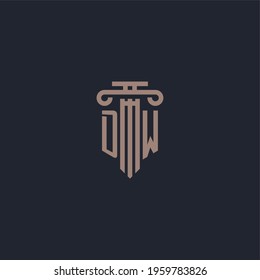 DW initial logo monogram with pillar style design for law firm and justice company