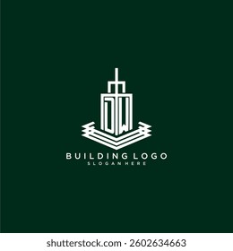 DW initial monogram building logo for real estate