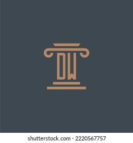 DW initial monogram for lawfirm logo with pillar design