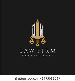 DW initial monogram for lawfirm logo with sword and scale