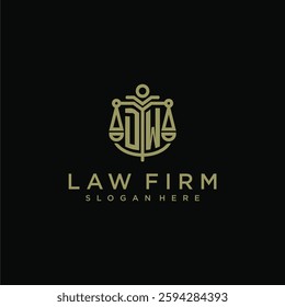 DW initial monogram logo for lawfirm with scale vector design
