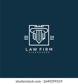 DW initial monogram logo for lawfirm with pillar design in creative square