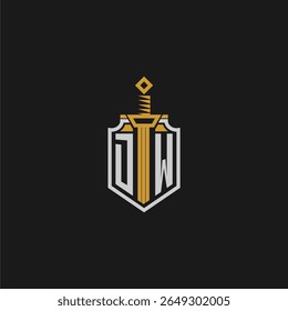 DW initial monogram for shield and sword style image