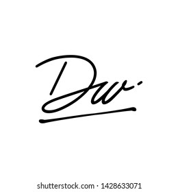 DW initial signature logo. handwriting logo template vector,