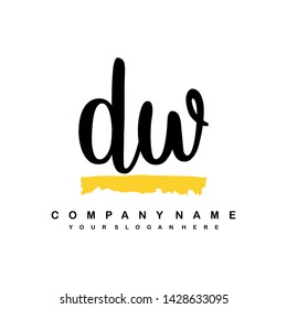 DW initial signature logo. handwriting logo template vector,