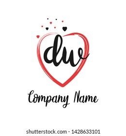 DW initial signature logo. handwriting logo template vector,