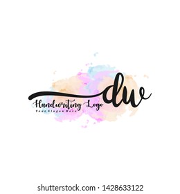 DW initial signature logo. handwriting logo template vector,