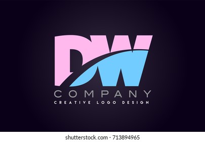 dw letter logo combination alphabet vector creative company icon design template modern  pink blue bold