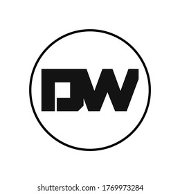 Diseño de logotipo de carta DW con estilo sencillo