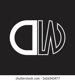 DW Letter logo monogram with oval shape negative space design template