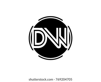 DW letter logo round black