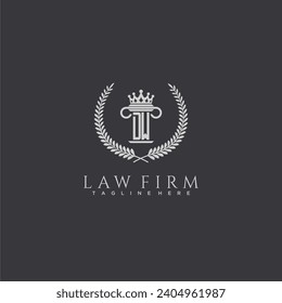 Logo de monograma de letra DW para la firma de abogados con diseño de imagen de corona de columna